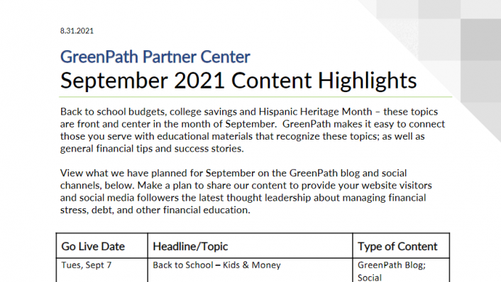 September GreenPath Content Plan