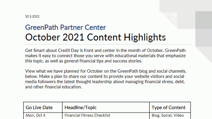 October GreenPath Content Plan