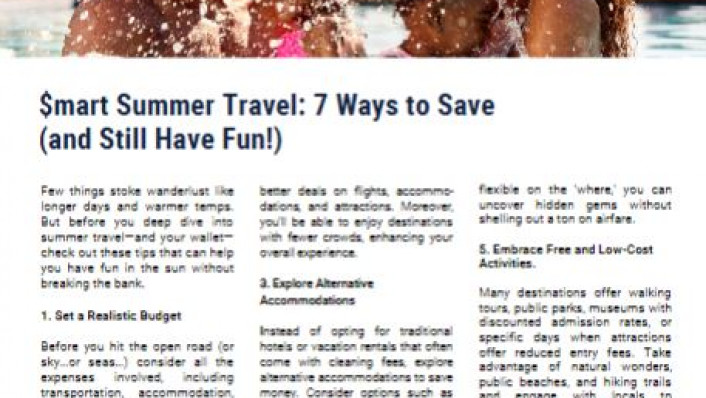 New Article – $mart Summer Travel: 7 Ways to Save (and Still Have Fun!)