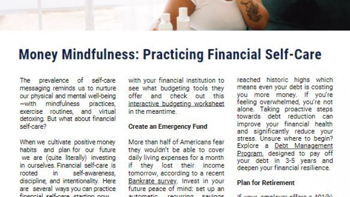 New Article – Money Mindfulness: Practicing Financial Self-Care
