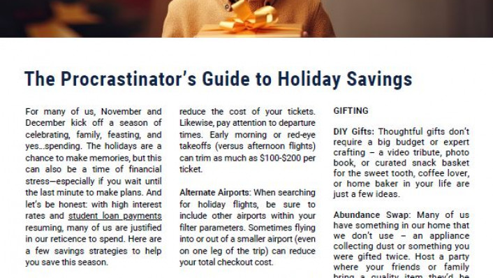 New Article – Procrastinator’s Guide to Holiday Savings