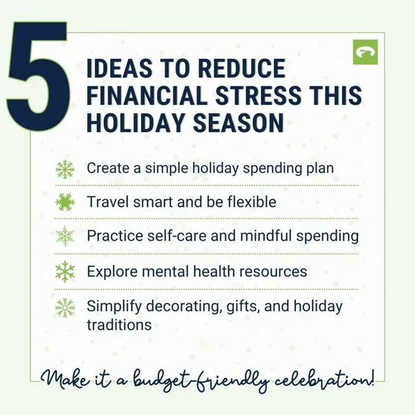 Ideas to reduce financial stress infographic