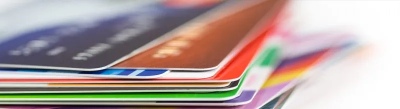 stack of fanned out credit cards