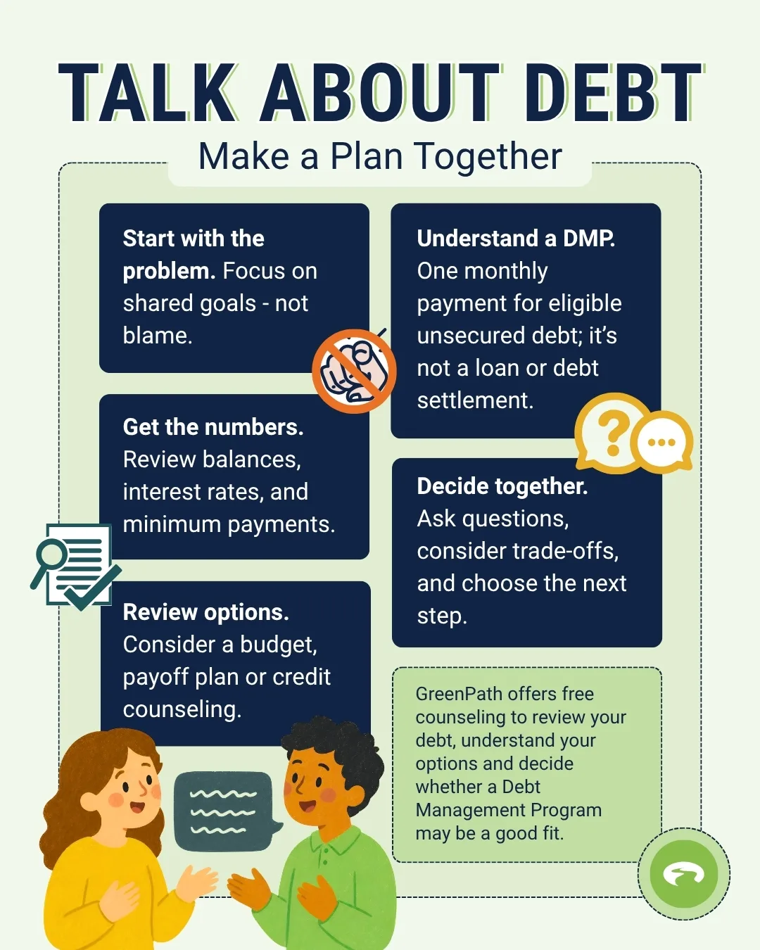 Talk About Debt Make A Plan Together Infographic
